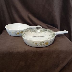 Vintage Corning Ware Floral Bouquet P-81-B No Lid AND P-83-B with Lid
